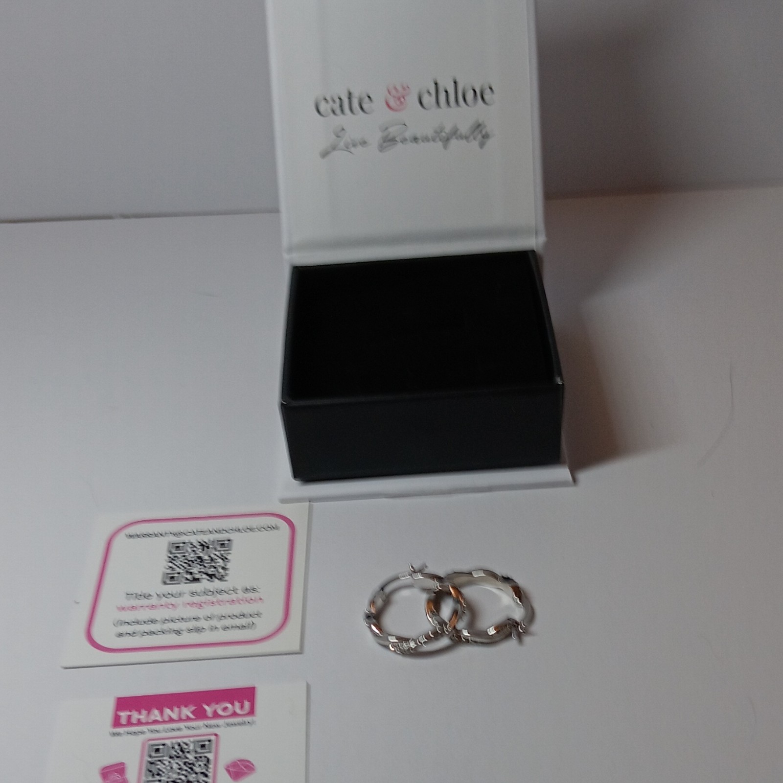 Cate & Chloe Silver Tone Textured Hinged Huggie Hoop Earrings Metal w/ Box
