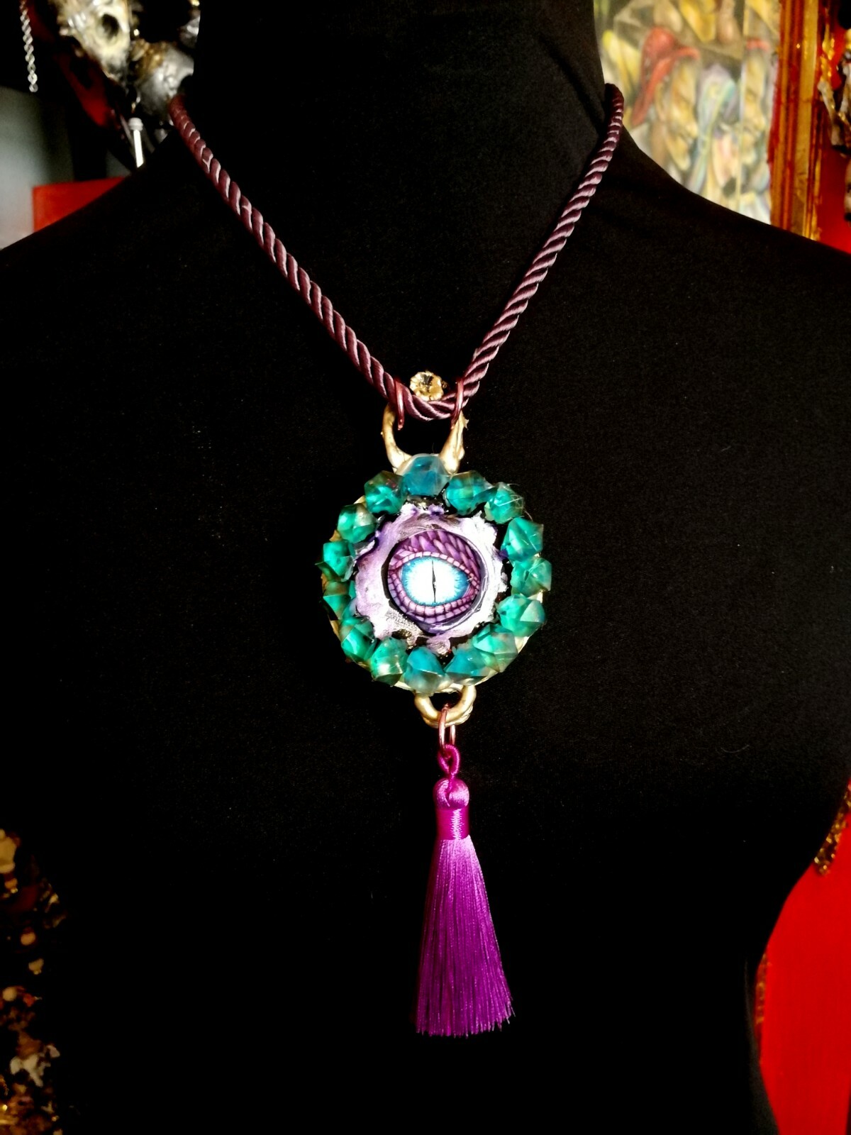 talisman protection evil eye amulet pendant necklace charm sun jewelry dragon by