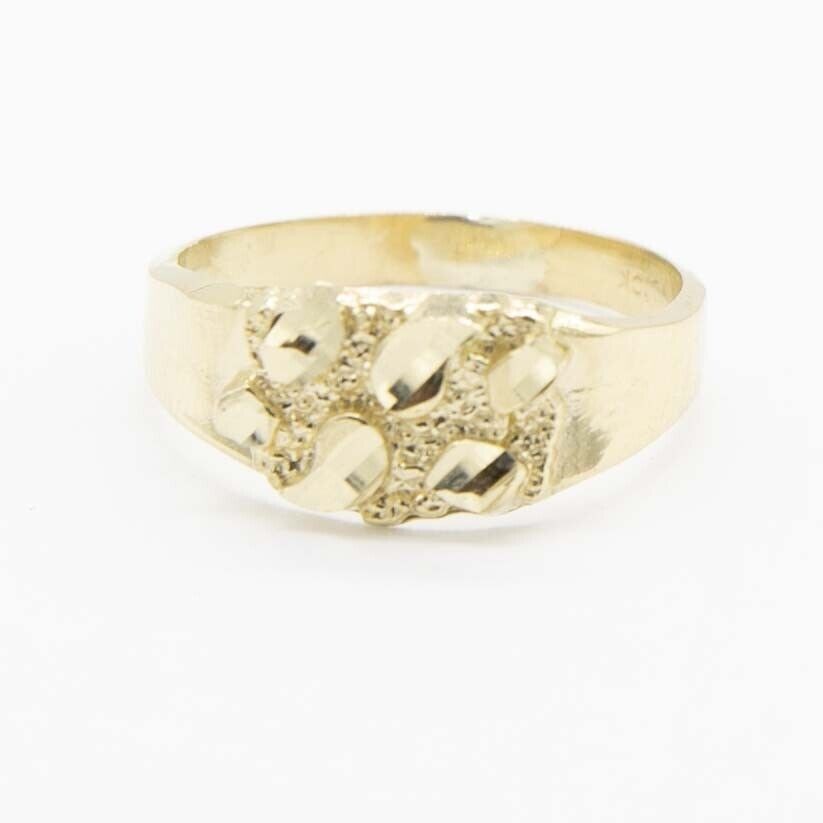 Kids Nugget Oval Pinky Ring Real Solid 10K Yellow Gold Size 3