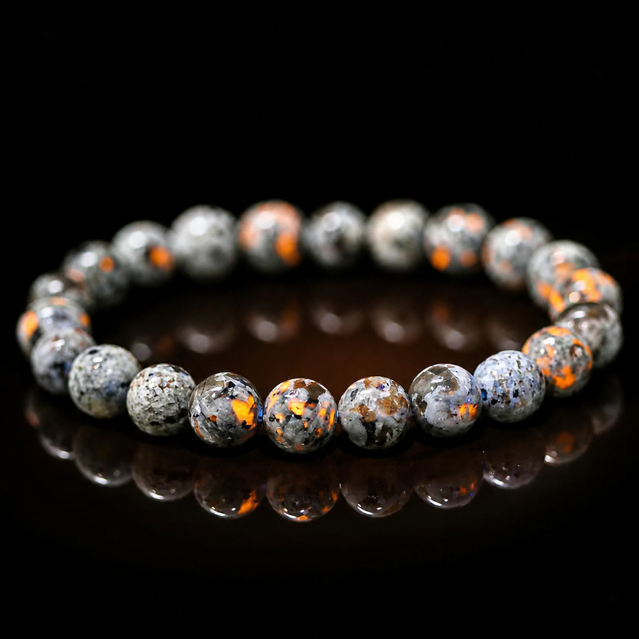 Glow Lava Stone Bead Bracelet UV Reactive Fire Effect Stretch Men Jewelry (8mm)