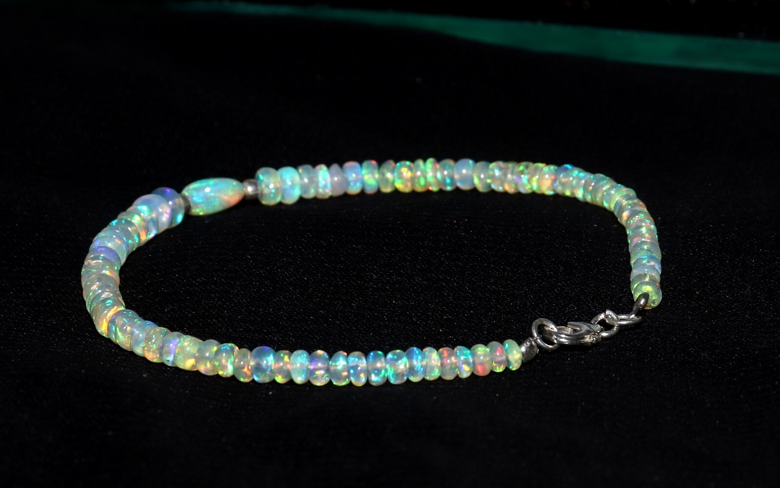 fire opal bracelet Natural Ethiopia opal tumble bracelet with 925 sterlin silver