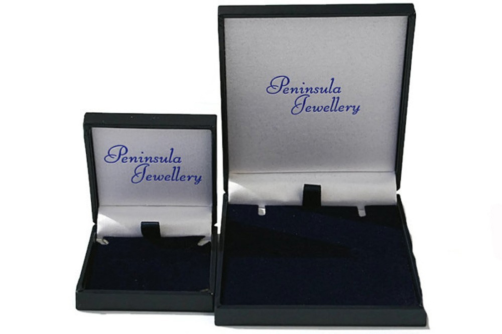 9ct White Gold Black CZ Pendant small necklace with chain Gift Boxed Made in UK