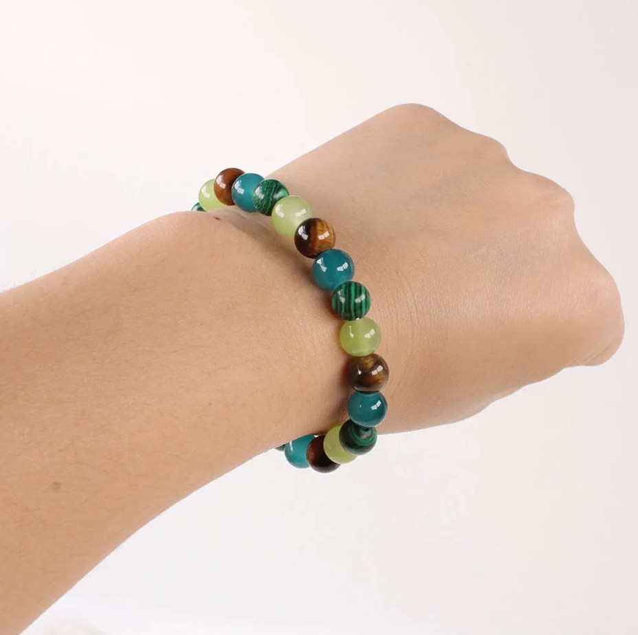 1 pc Tiger Eye Stone Bracelet Bohemian Women Natural Beaded Bangle