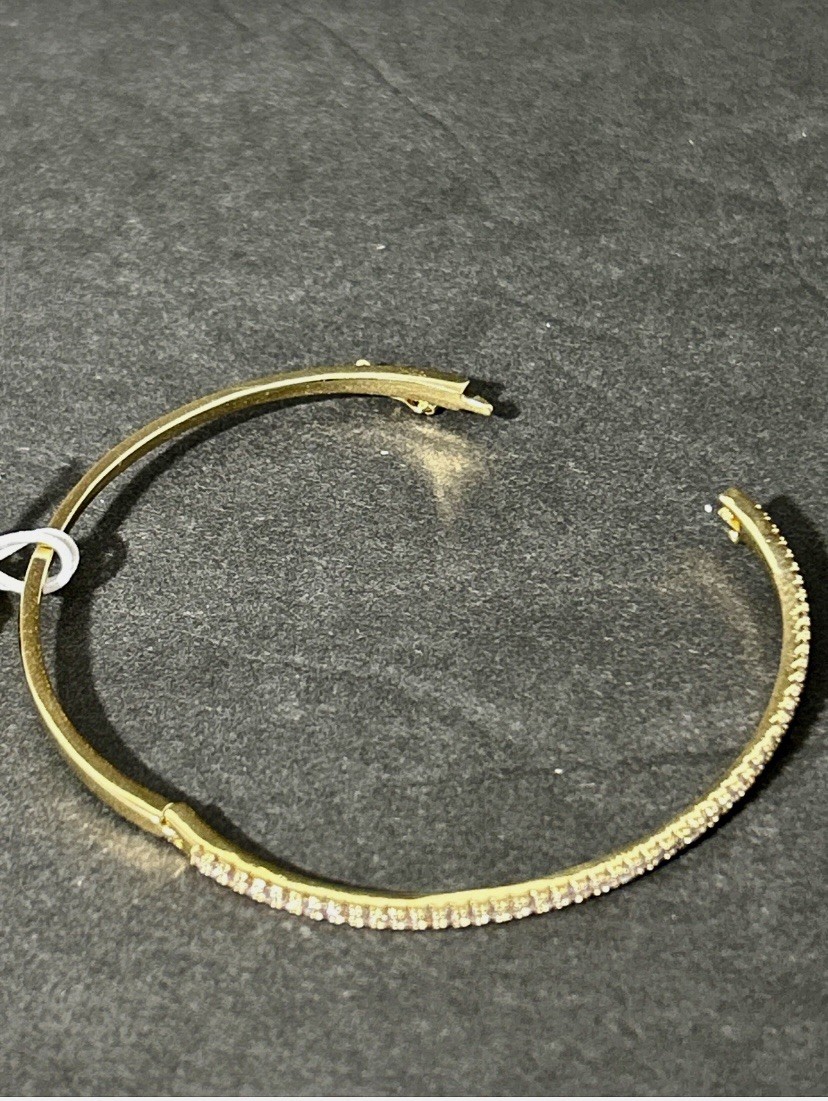 New with Tag Nordstrom CZ Bangle Bracelet Gold Overlay 2mm Oval 7″ $59 Retail