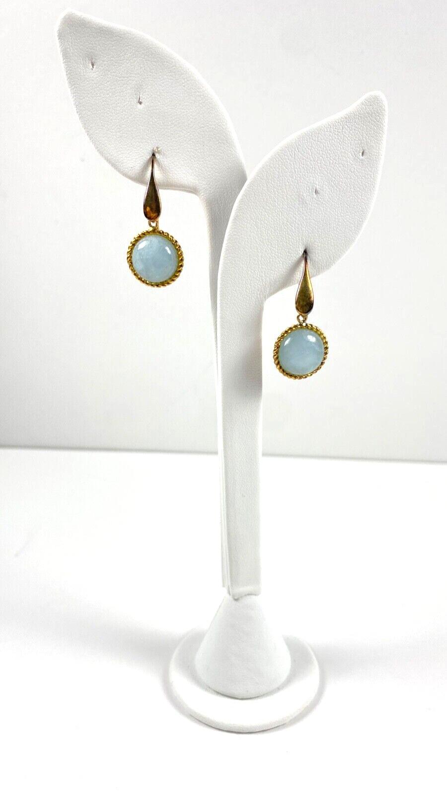 .925 Sterling Silver-Gold Plated Green Chalcedony Earrings. Need Cleaned .22 oz