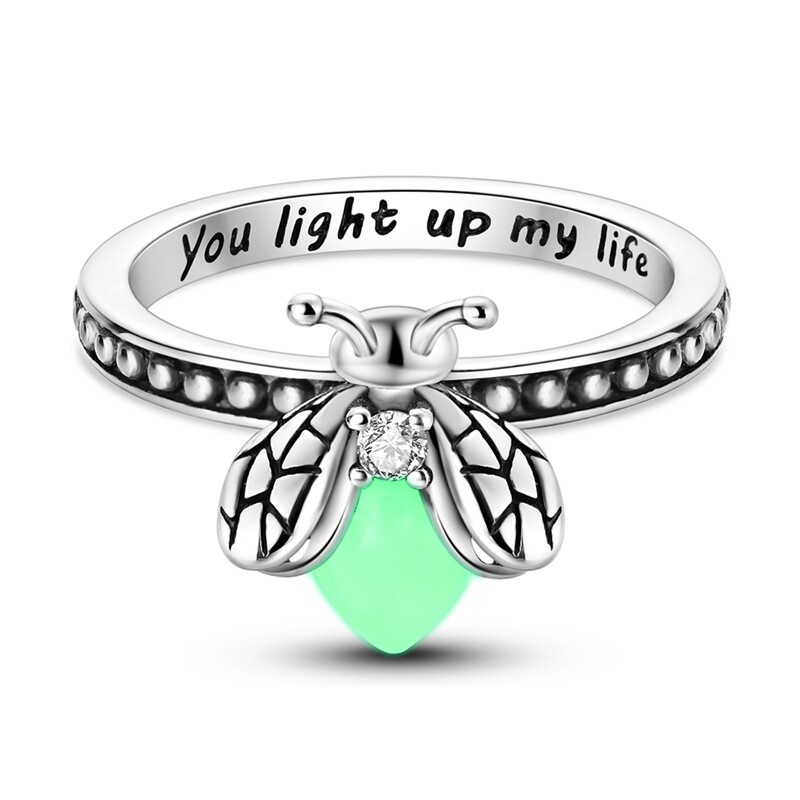 MULA Original Luminous Golden Firefly Ring CZ Women Jewelry 925 Sterling Silver