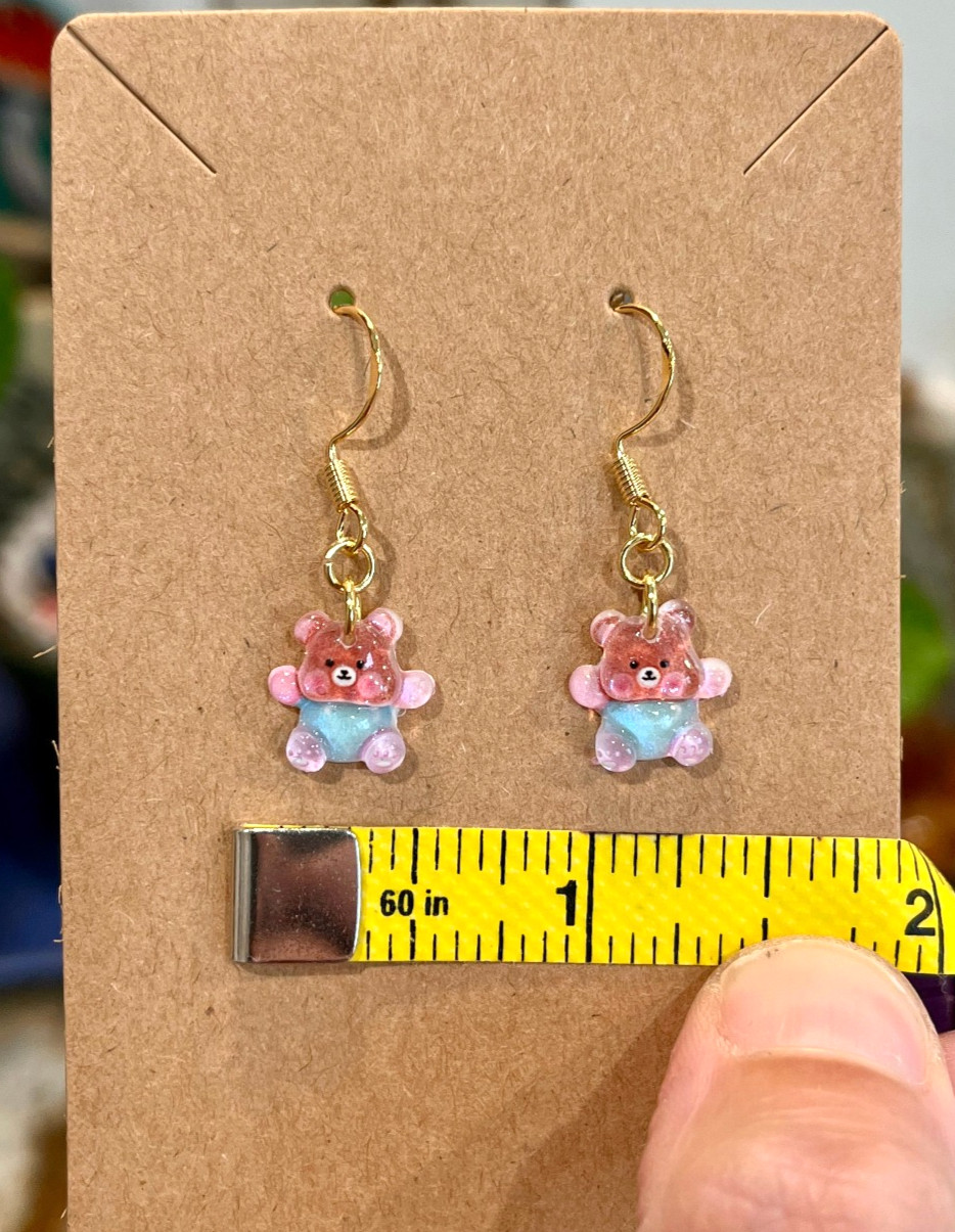 18K Gold Plated Teddy Bear Animal Cartoon Y2K Style Fun Cute Handmade Earrings