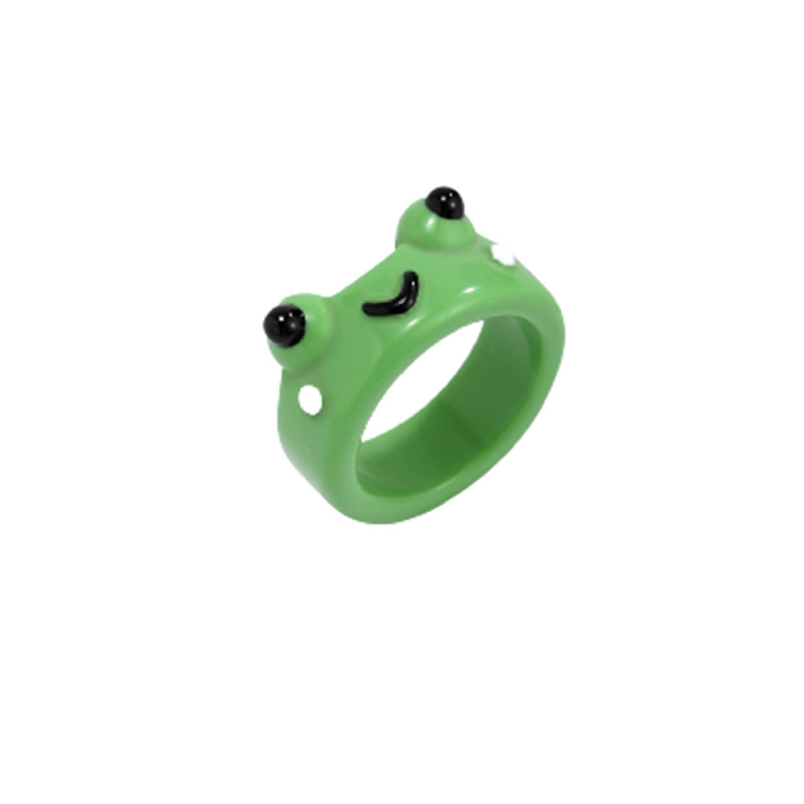 Cute Frog Resin Acrylic Ring Cartoon Animal Stackable Finger 7, Green
