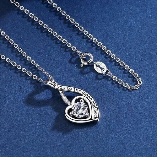 Women’s Stunning Heart Pendant Round Cut Simulated Diamond 14k White Gold Plated