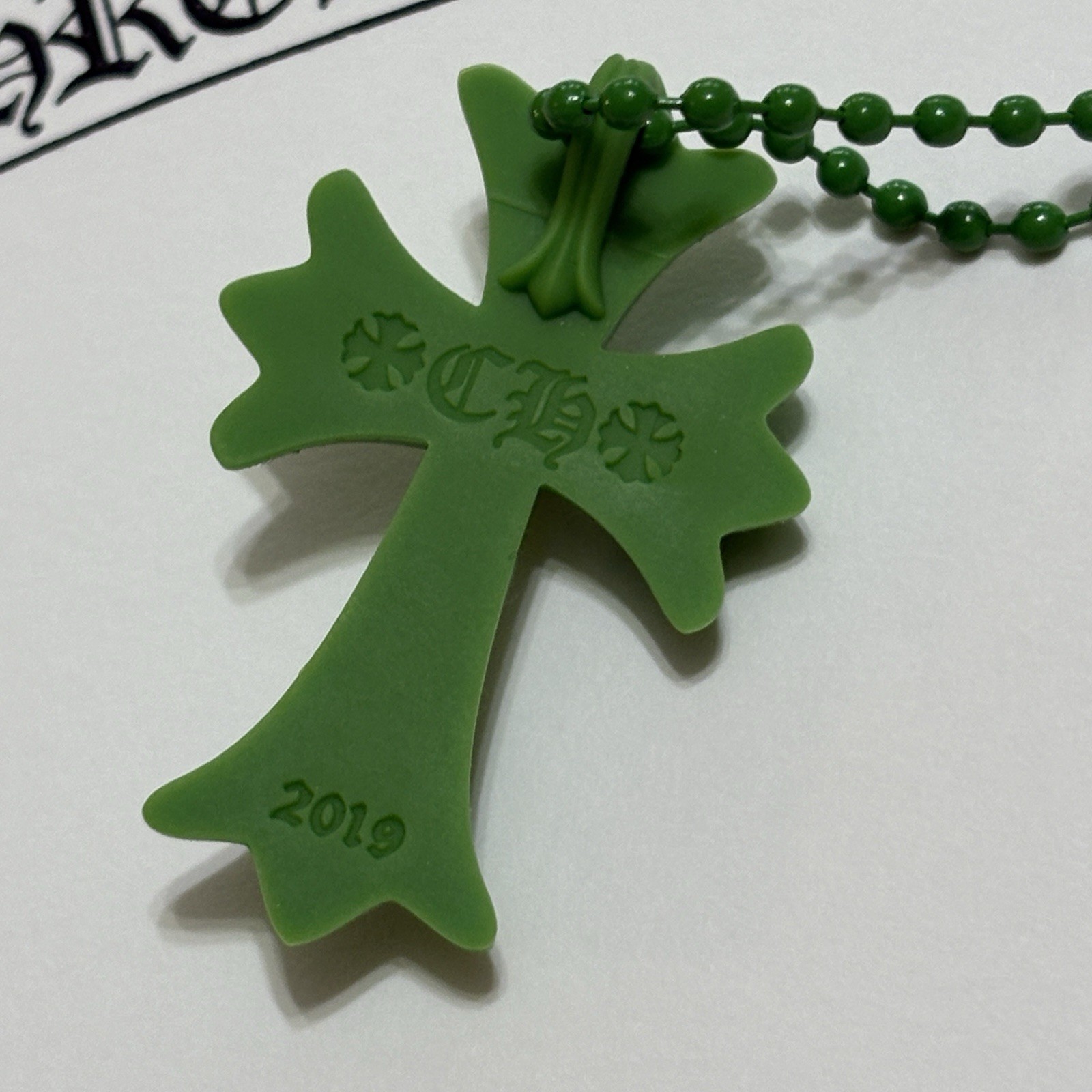 Chrome Hearts Pendant Cross Green Silicone Necklace 100% Authentic Brand New