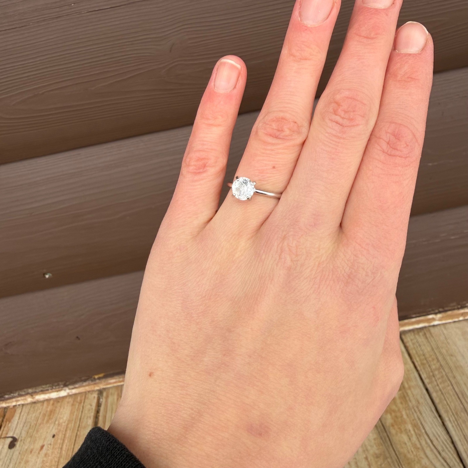 Solitaire Ring Size 7 Silver Tone Round Cut Clear Stone Engagement Style