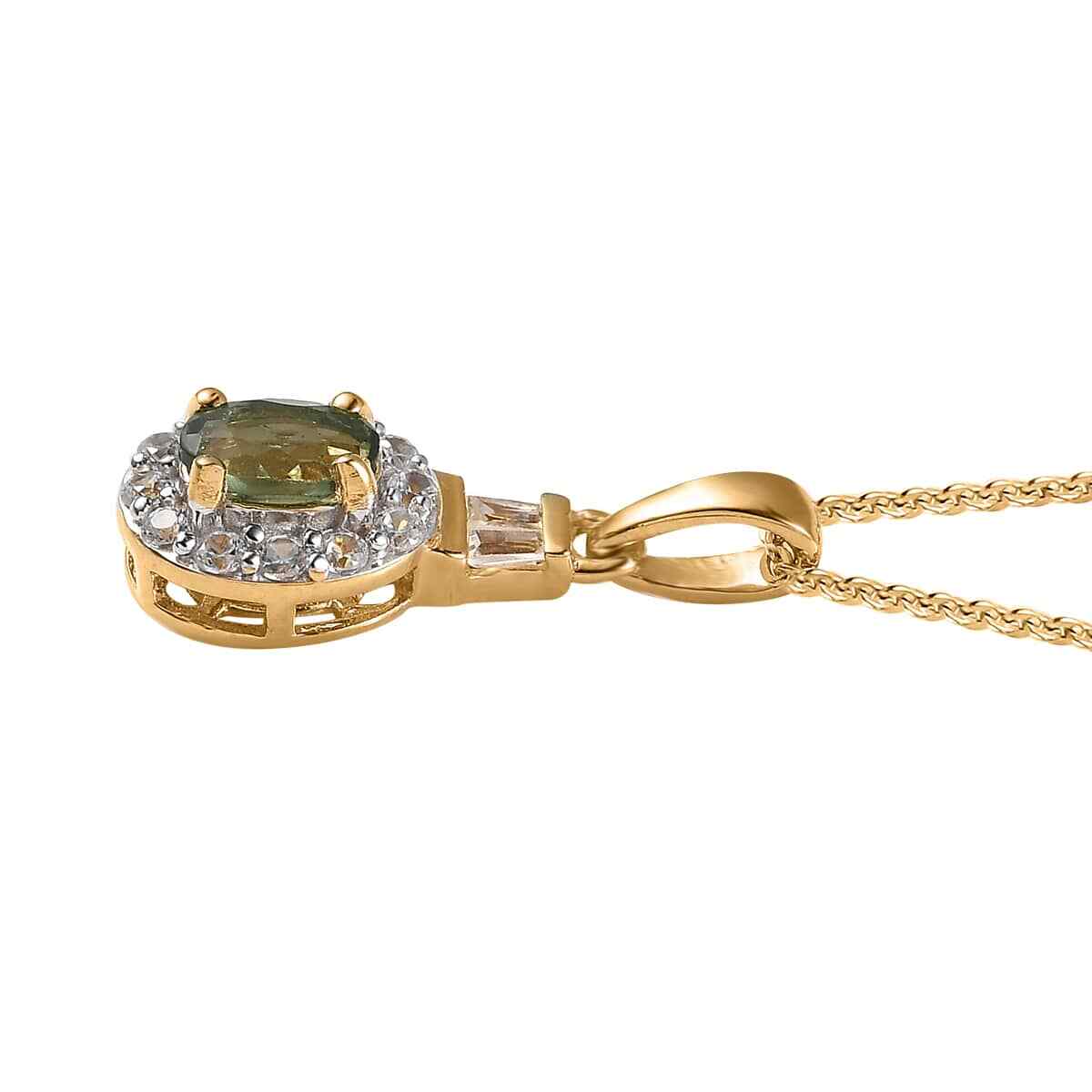 SO SWEET!! 0.85ctw Green Apatite & Zircon Pendant & Chain 20″ Vermeil Plated