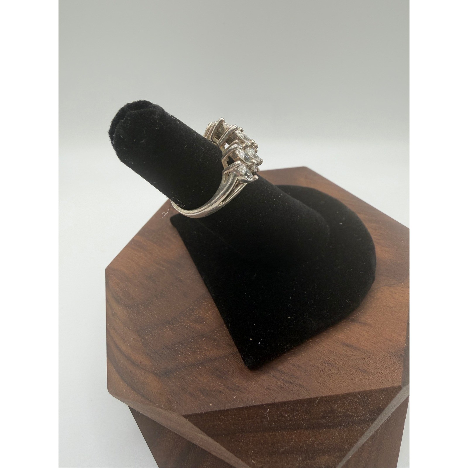 DQCZ Sterling Silver Marquise Diamonique Cluster Statement Ring Size 5