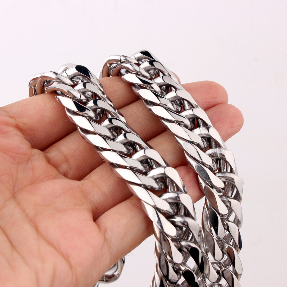 9/11/13/16/19/21mm Heavy Polished Stainless Steel Chain Cuban Curb Necklace Gift