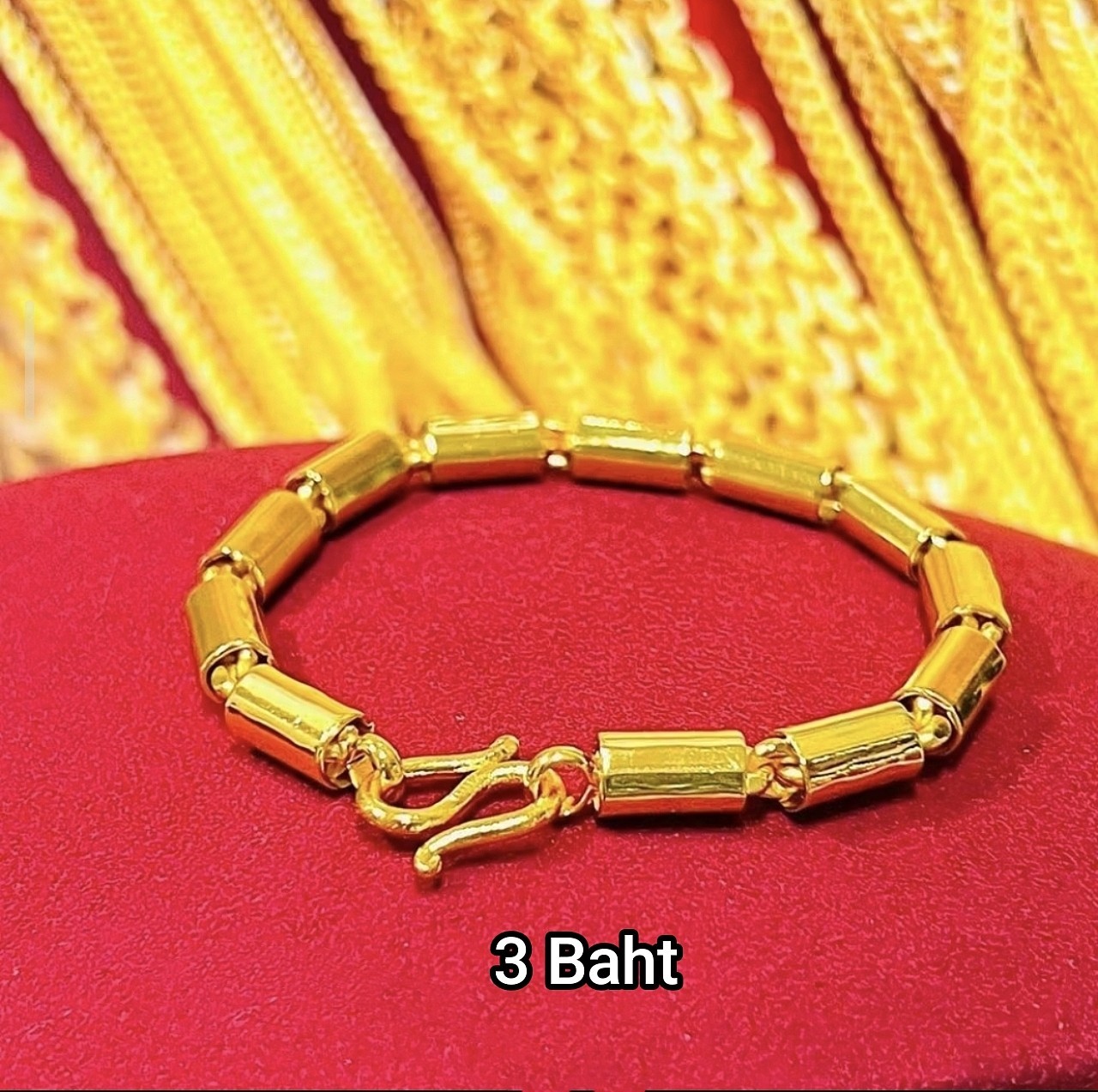 Luxury Gold Bracelet | 24K Gold Plated GP 3 Baht Thai Gold Bracelet for Unisex