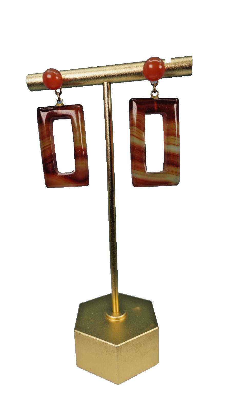 Statement Carnelian Drop Earrings 14k posts approx. 1.5″ Cute!!