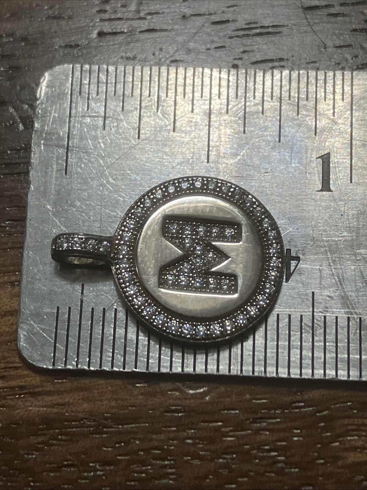 925 Sterling Silver Initial M Pendant With Cubic Zirconia 1.8 Grams CI 925 CN