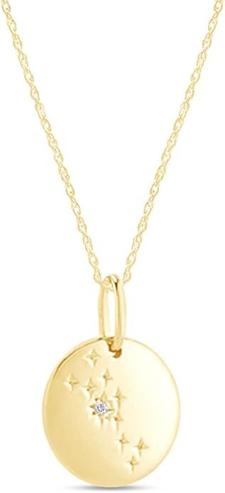 Constellation Horoscope Astrology Sign Taurus CZ Pendant 18″ Necklace Silver