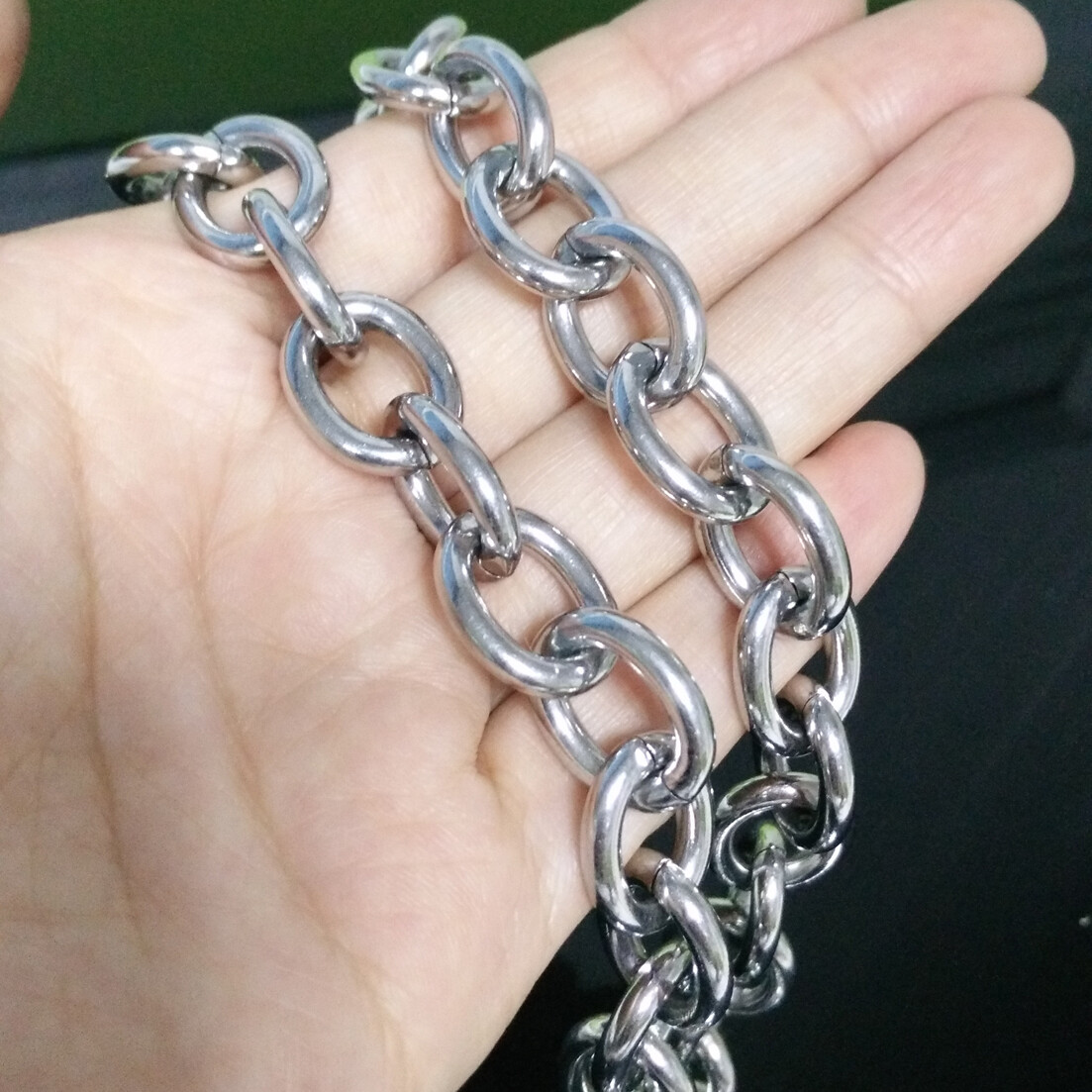 Women Men Silver Color/Gold Plated Stainless Steel Rolo Oval Chain Necklace
