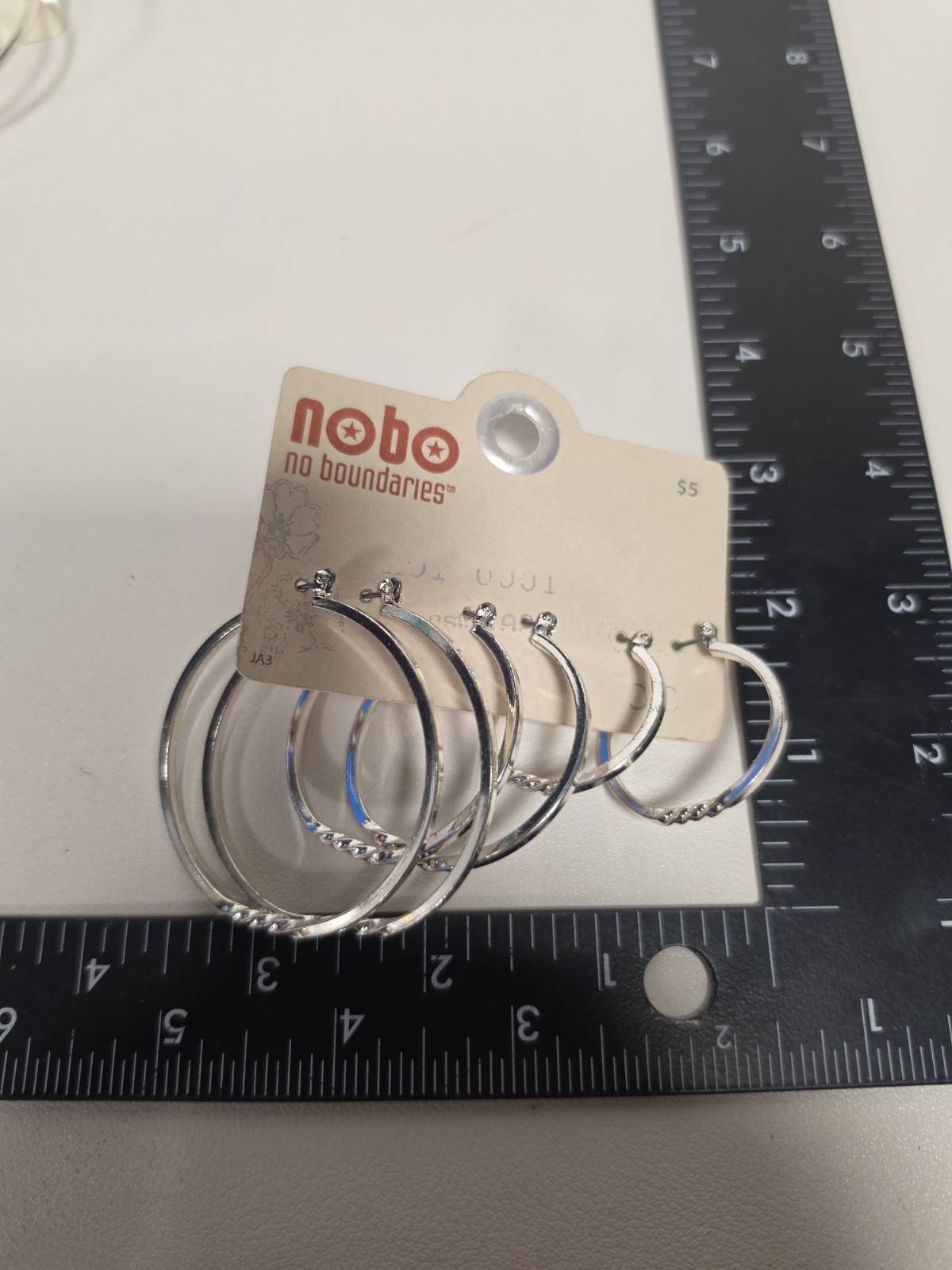 New Hoop Earrings No Boundaries Y2K Style Silver Accent Hinge 6 TOTAL PAIRS