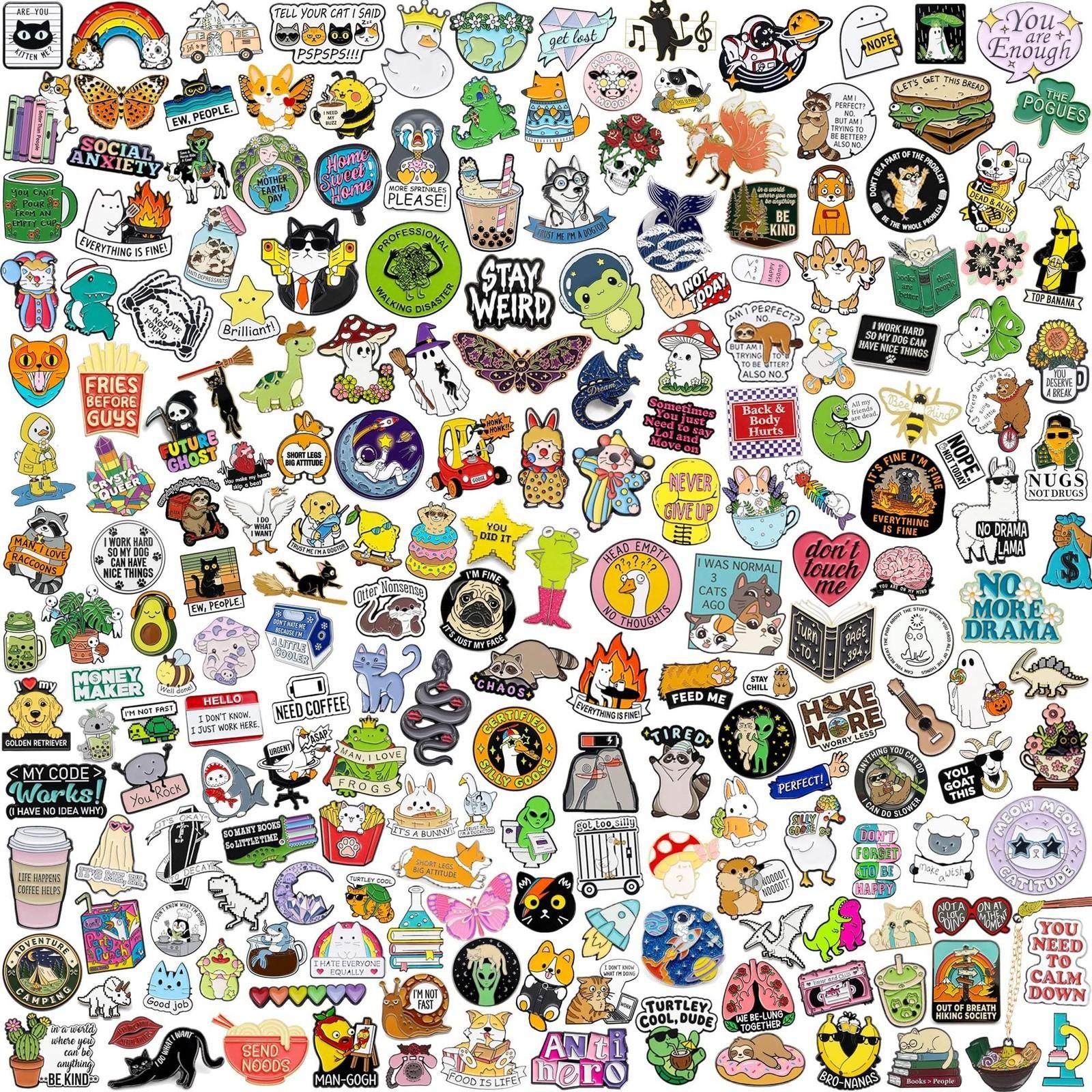 20/40/50 Pcs Cute Enamel Pins Bulk, Funny Backpack Pins Aesthetic Lapel Badge…