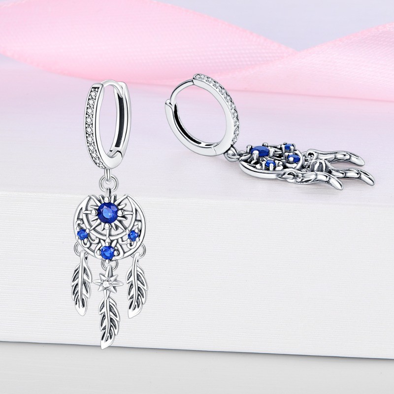 PANDACH 925 Sterling Silver Dreamcatcher Drop Earrings For Women Jewelry Gifts