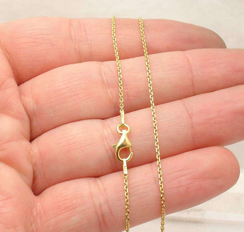 Technibond Cable Link Chain Necklace 14K Yellow Gold Plated 925 Sterling Silver