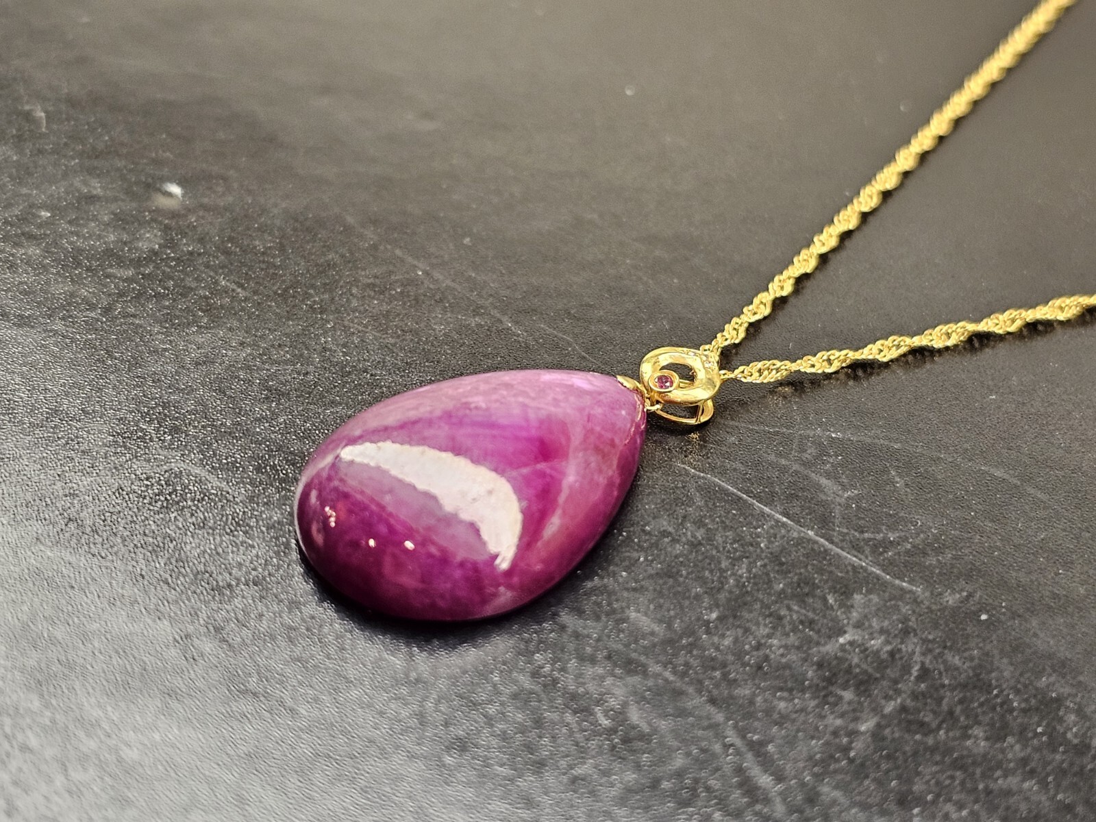 Top Quality Rare Ruby Zoisite Crystal Pendant Necklace Gold Plated S925 Necklace