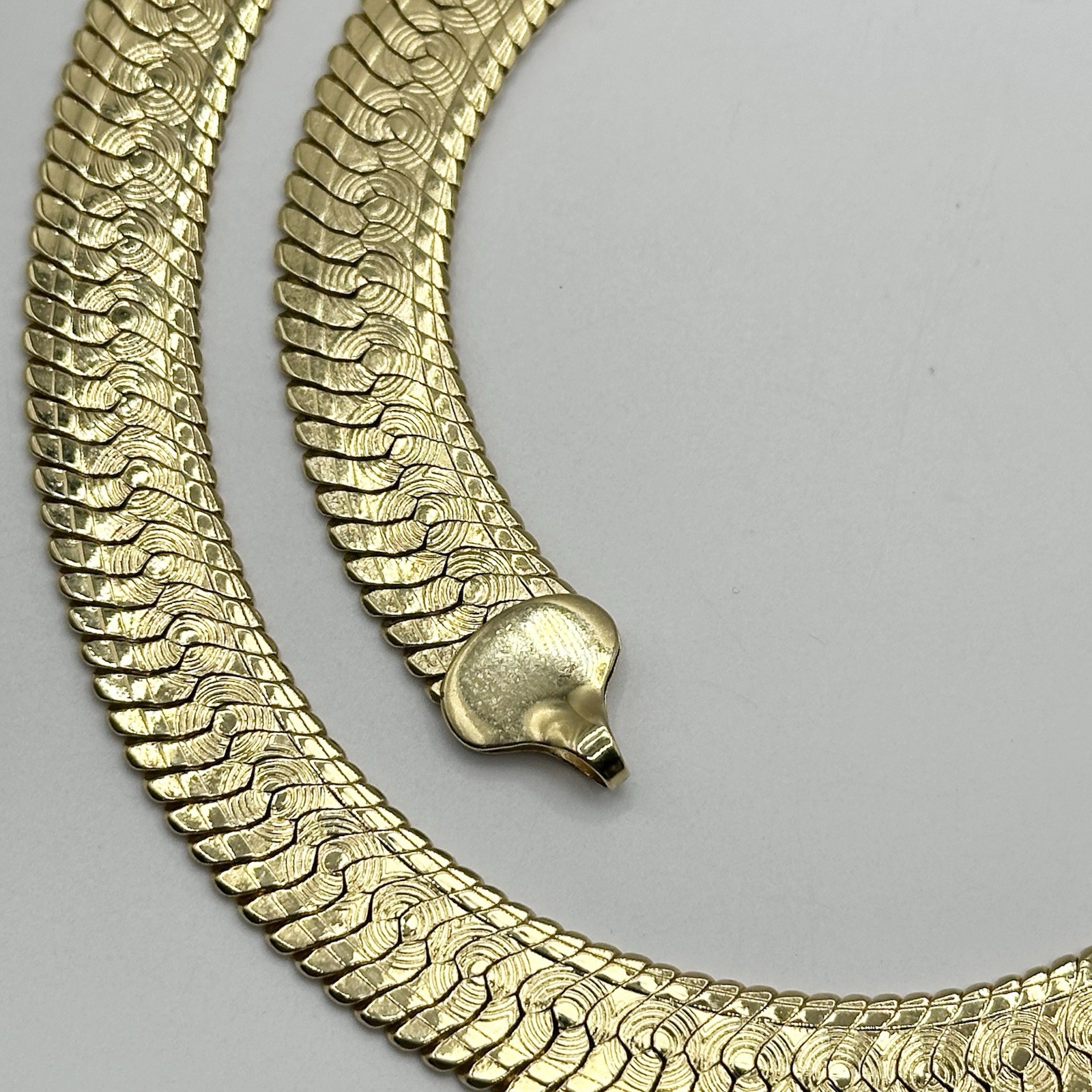 Gold Plated Herringbone Chain Necklace Flat Snake Statement Chain Men Women 20”