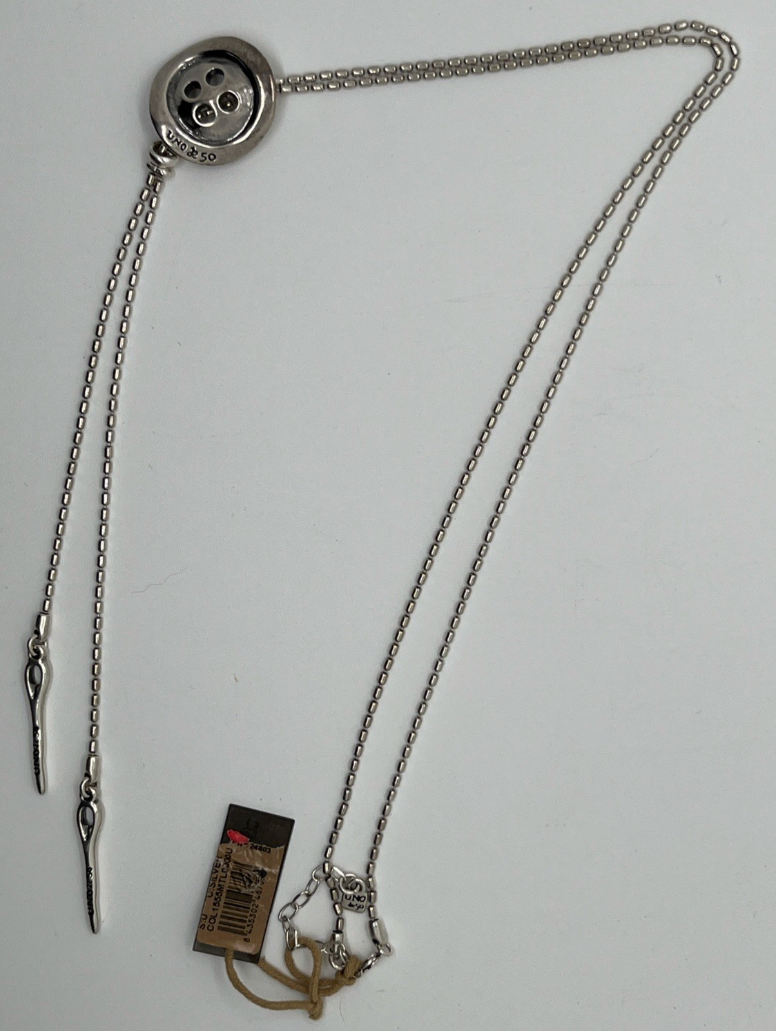 NWT Uno De 50 Sewn Long Necklace COL1555MTL0000U