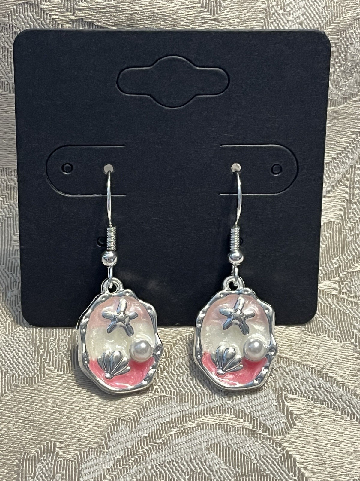 Vintage Beach Summer Sea Life Silver Enamel Dangle Bohemian Fashion Earrings