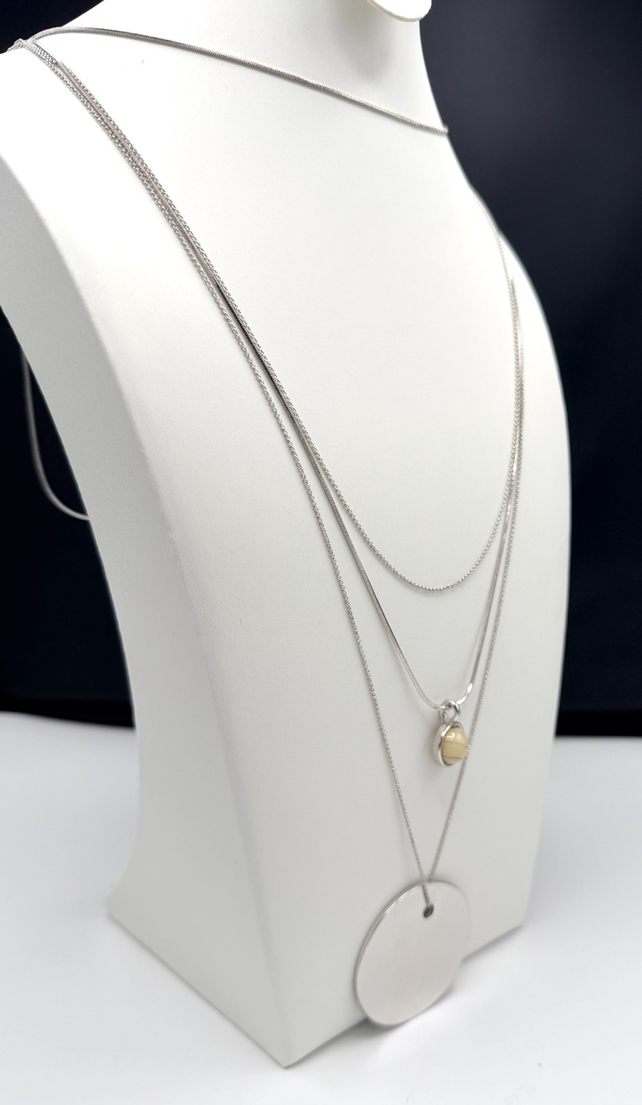Vince Camuto Silver Tone 4 Layer Long Pendant Necklace Adjustable NWT