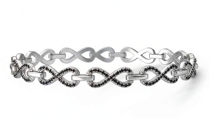 GENUINE DIAMOND BRACELET 14k WHITE GOLD PLATED – 7.5″ Long – NEW WITH TAG