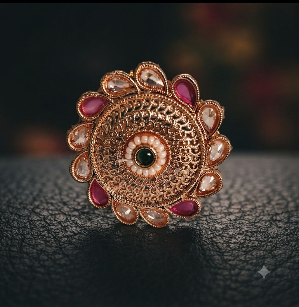 Ilyana Royal Filigree Ruby and Emerald Statement Ring Roz Jewellers.