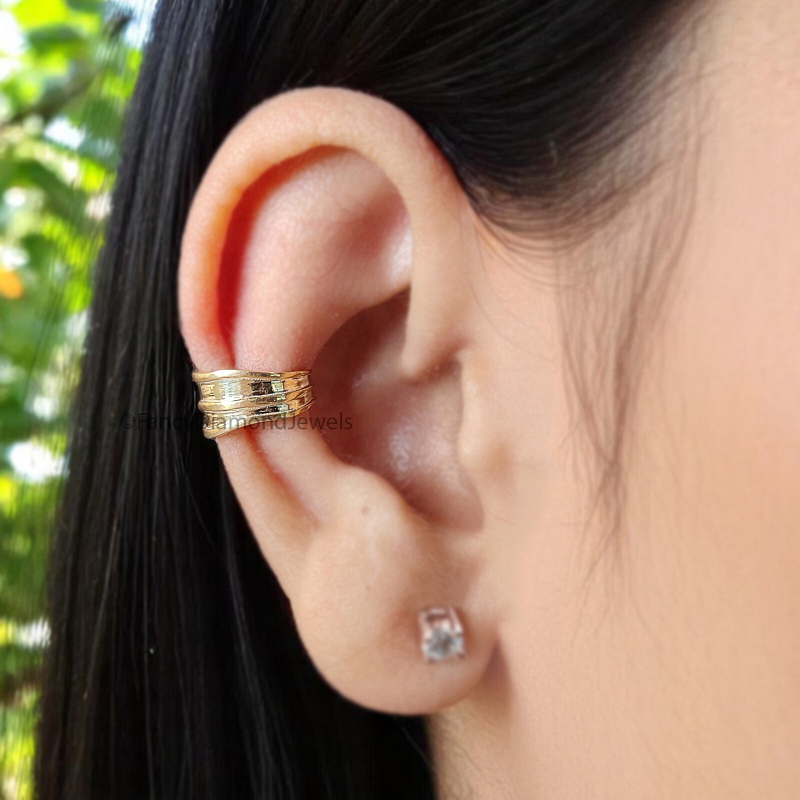 Thick Irregular Ear Cuff Earring Conch Ear Cuff Sterling Silver Ear Cuff FD356
