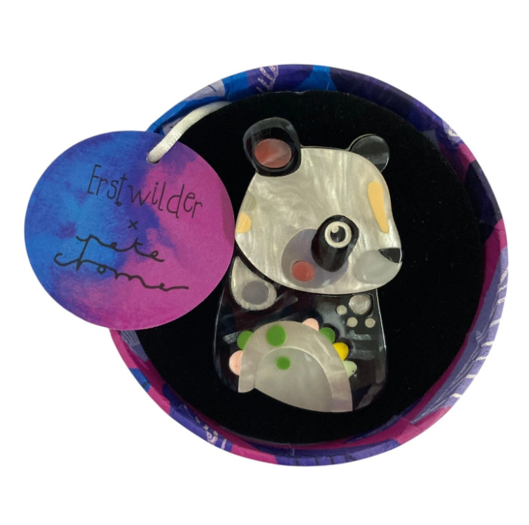 NEW Erstwilder Pete Cromer The Patient Panda Mini Brooch 2022 In Box Swing Tag