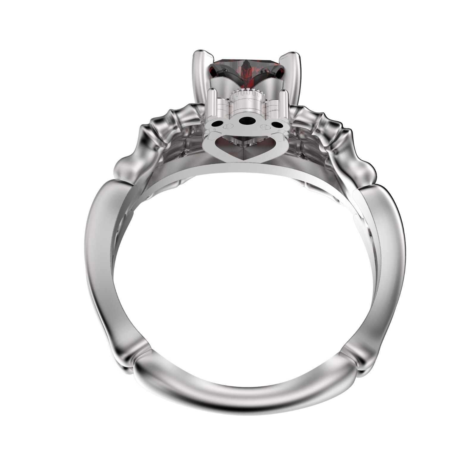 Claddagh Ring Black Heart Gem Sterling Silver Gothic Skull Engagement Ring
