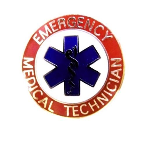 Emergency Medical Technician EMT Collar Device Pin Red Silver Star of Life 59S2