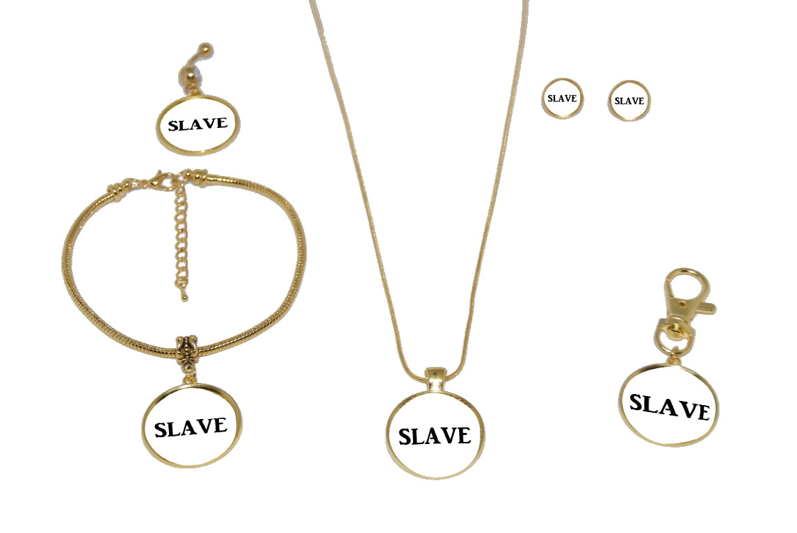 SLAVE Anklet Necklace Earrings Sex Wife Bondage Submissive Jewellery Gift Set
