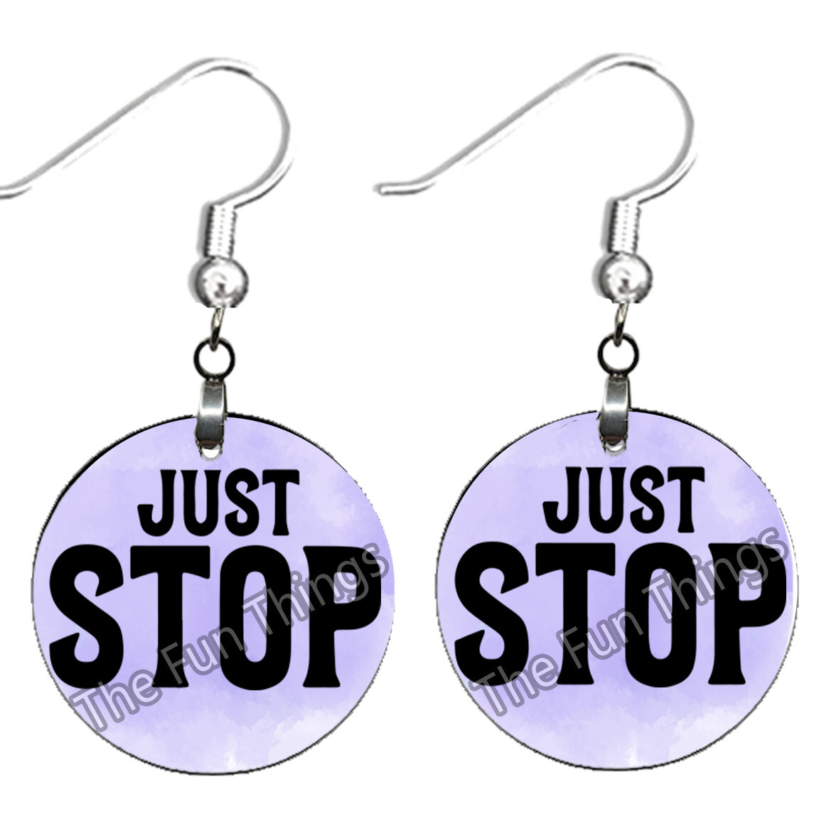 Just Stop Earrings NO TARNISHING Wood Dangle Humorous Sassy Saying Jewelry Gifts
