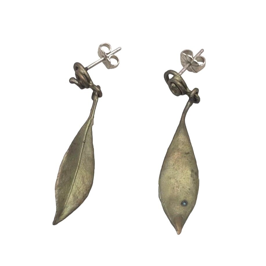 Dangle Drop Leaf Earrings Nature Autumn Artisan Boho Summer Travel Vacation