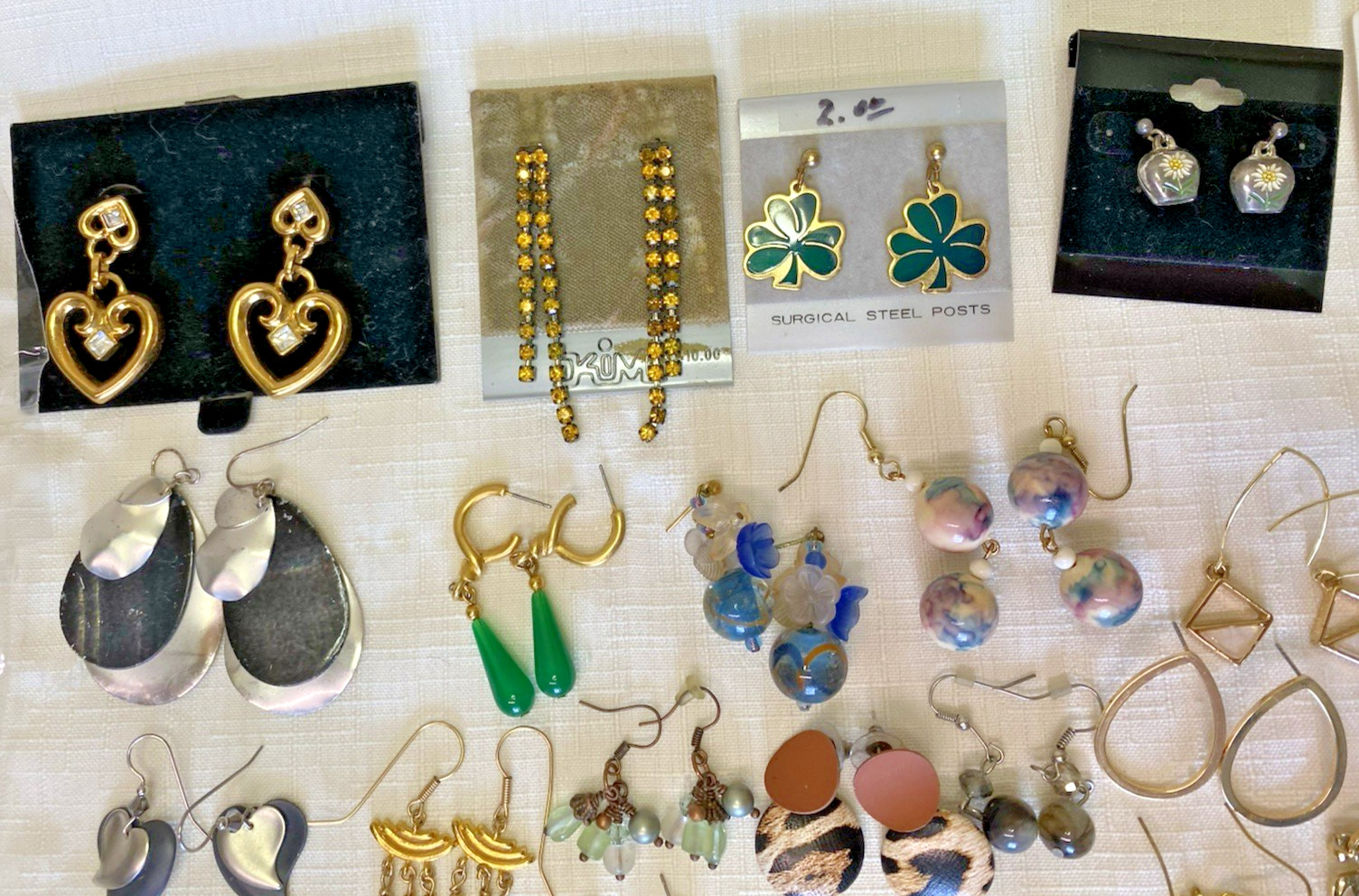 COSTUME EARRINGS Lot 81 Pairs Dangle Drop Beaded Metal Vintage to Modern Mix
