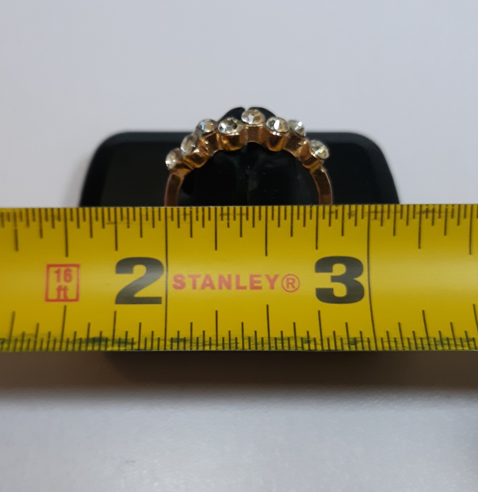 Copper 1.5mm Flat Edge Band Size 7 Women 8 Ct Clear Crystal Offset Cluster Ring