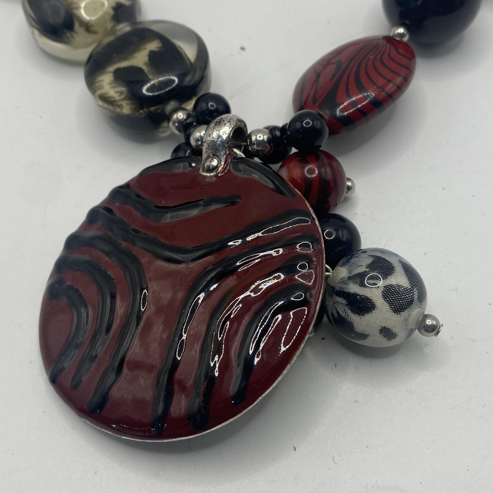 Treska Multicolor Round Pendant Statement Necklace Lobster Clasp 22 In Jewelry