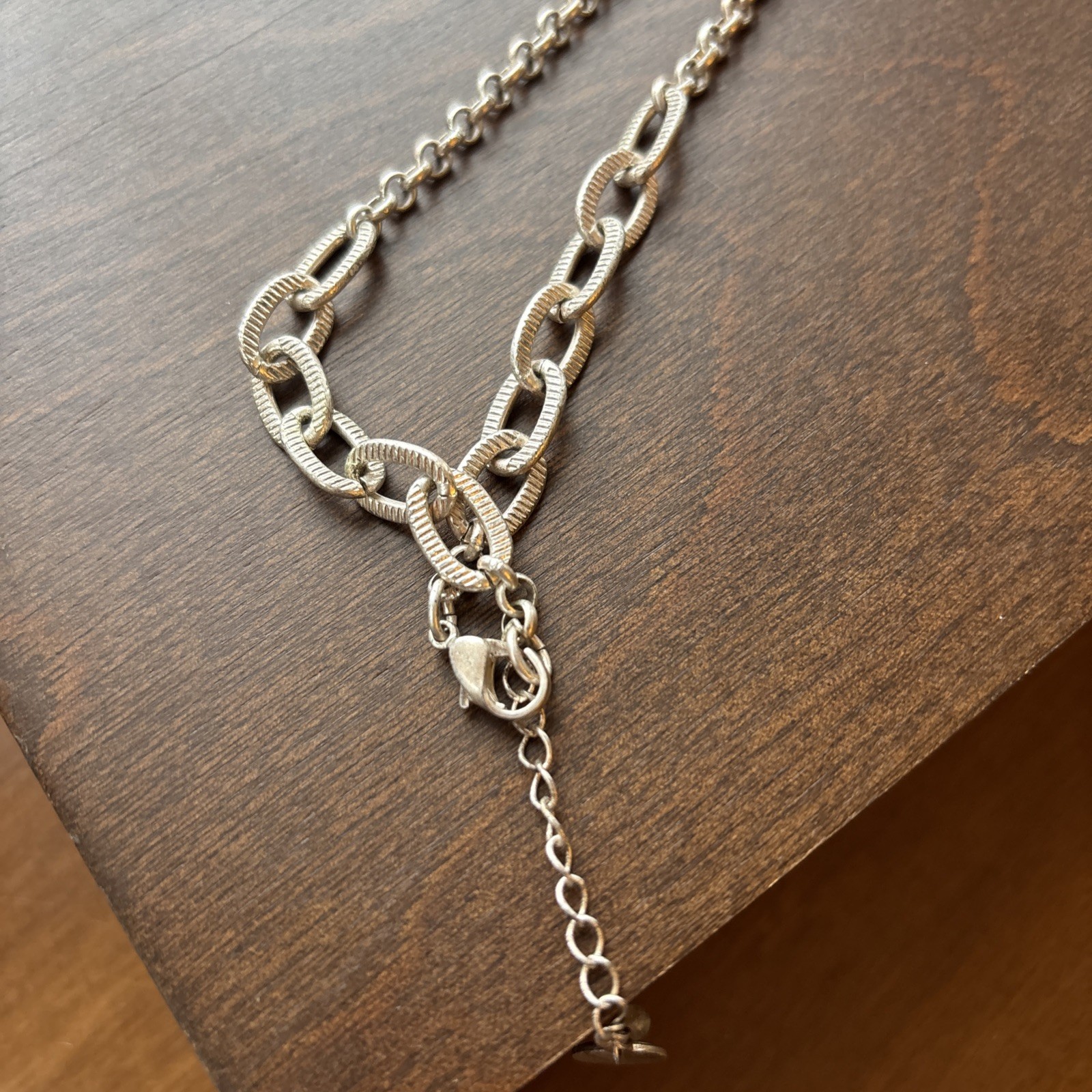 Bill Blass Signed Chunky Silverstone Choker Oval Link Textured Necklace