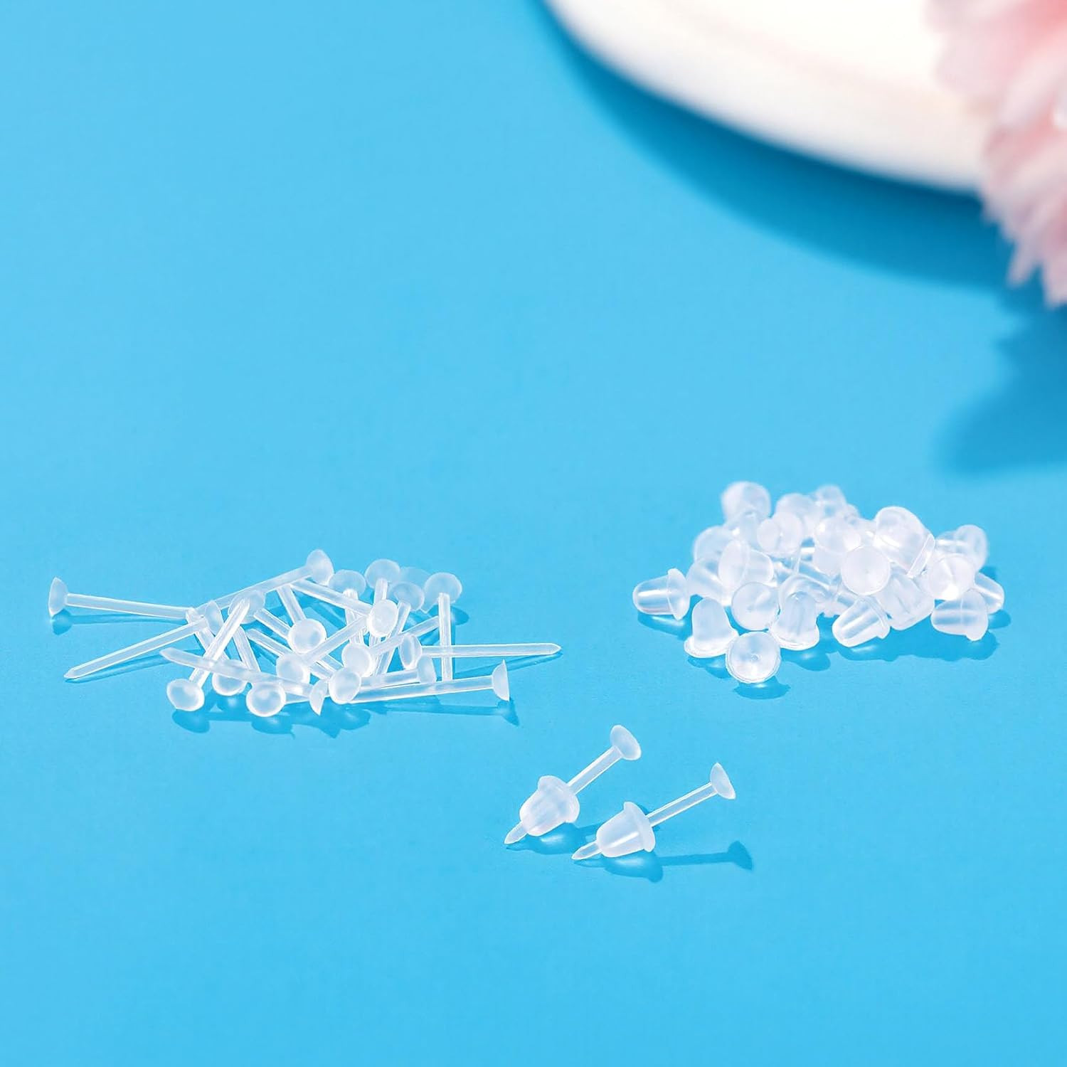 Clear Earrings,3Mm Clear Earrings for Sports,100Pcs Plastic Earring for Sensitiv
