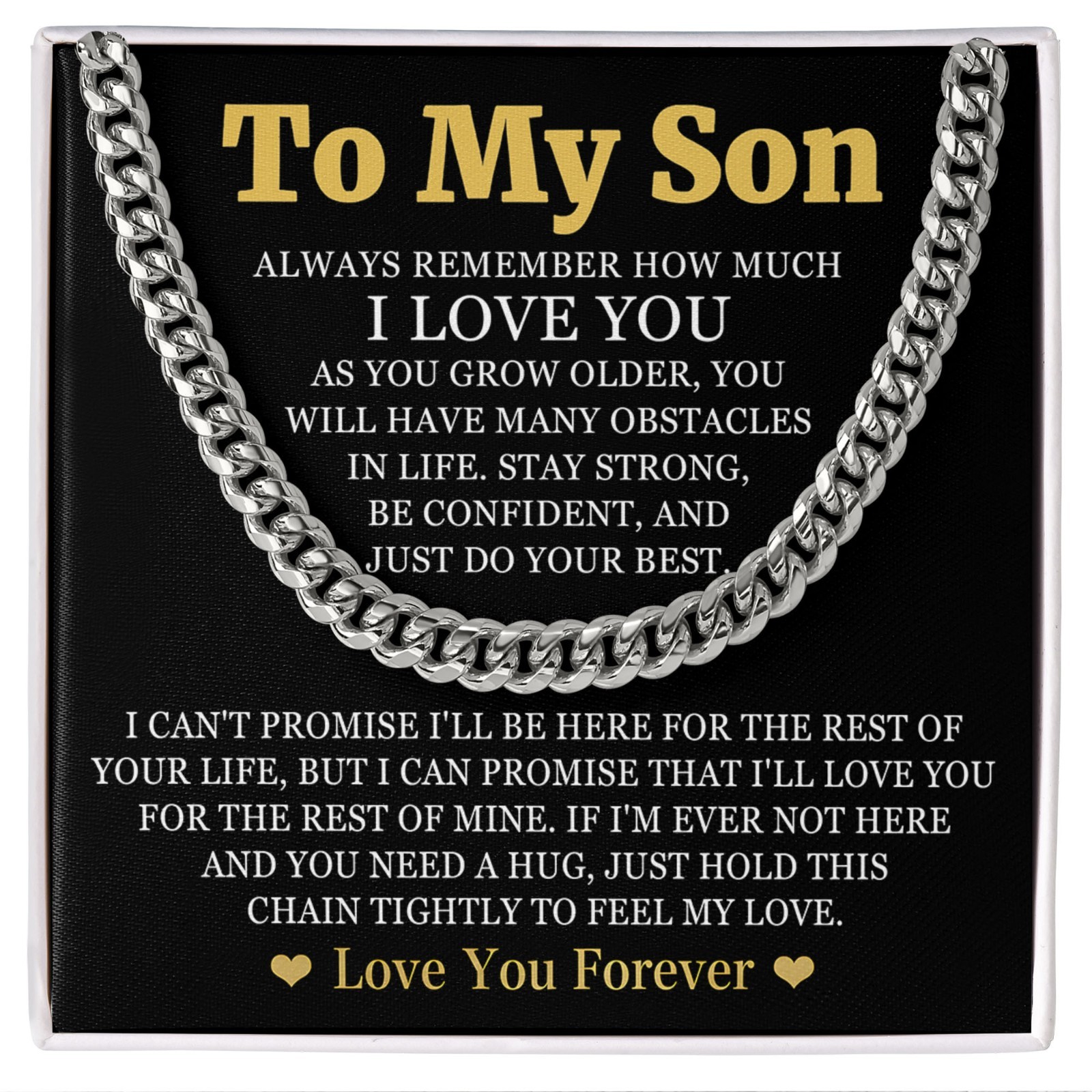 To My Son Necklace Cuban Link Chain, Confident quote Son Gift Jewelry Men Boys