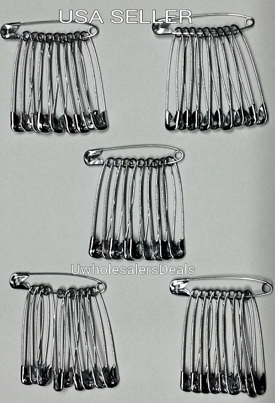 50 Jumbo Safety Pins Silver Tone (2 Inches Long) NEW in Pack