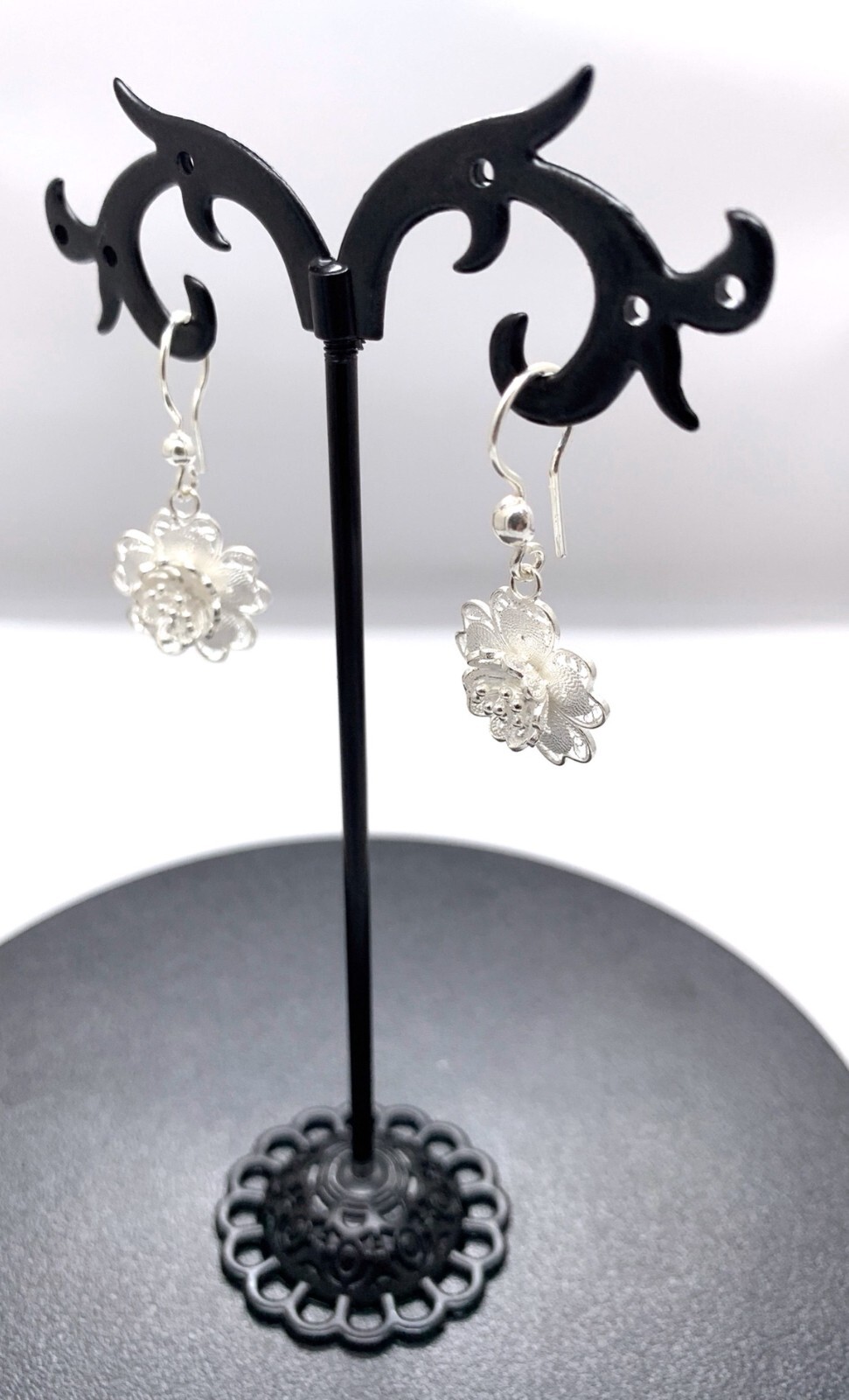 925 Stamp Silver handmade Flower Earrings Flower for women