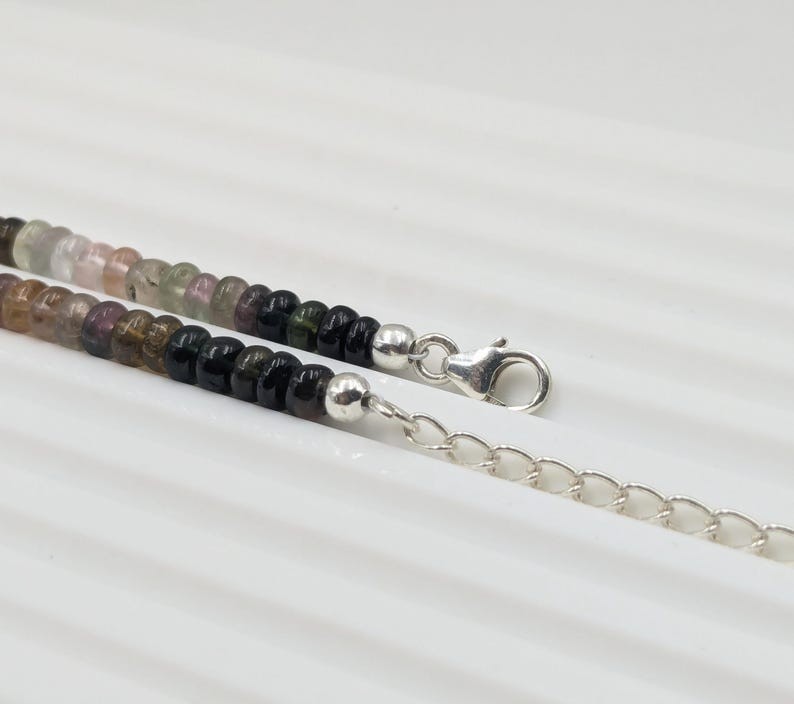 Multi Tourmaline Smooth Rondelle Gemstone Beads Self – Confidence Necklaces 32”
